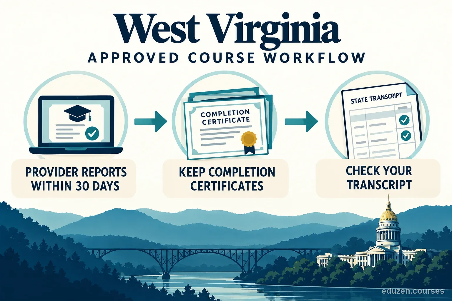 Providers have up to 30 days to report. Separate LTC and annuity training may count toward CE only when approved and categorized. Diagram for quick reference.